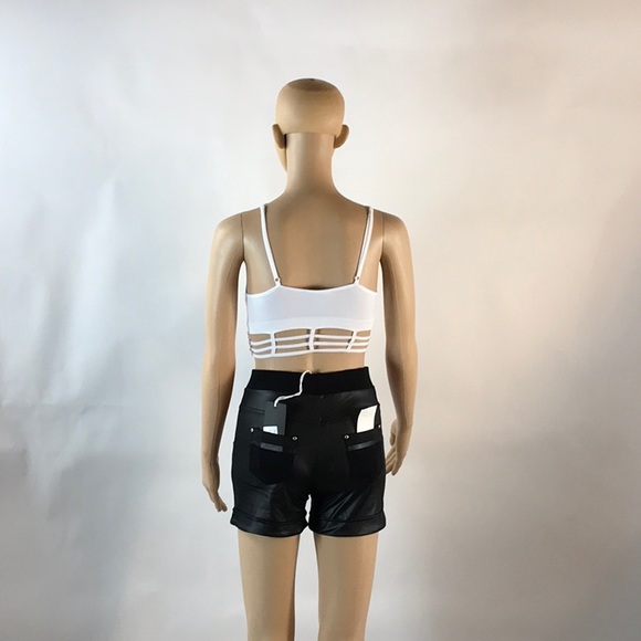 BLACK FAUX LEATHER SHORTS-PRICE FIRM - Picture 6 of 8